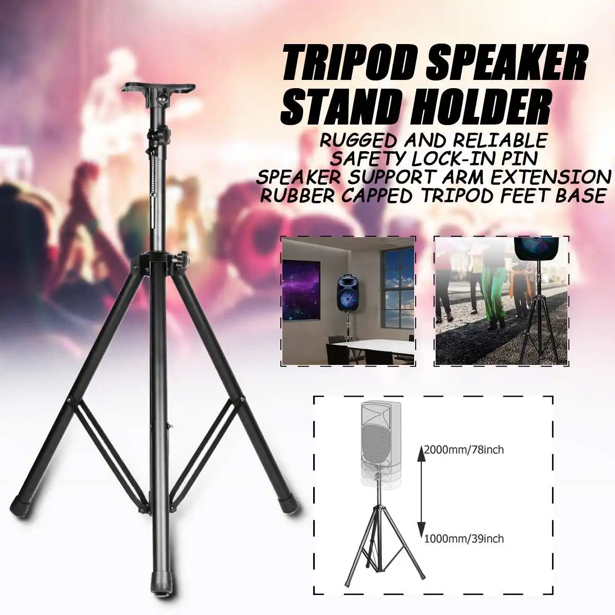 

Tripod PA Speaker Stand Holder Mount, Adjustable, Rugged Steel Construction Tripod & Accessories Tripods