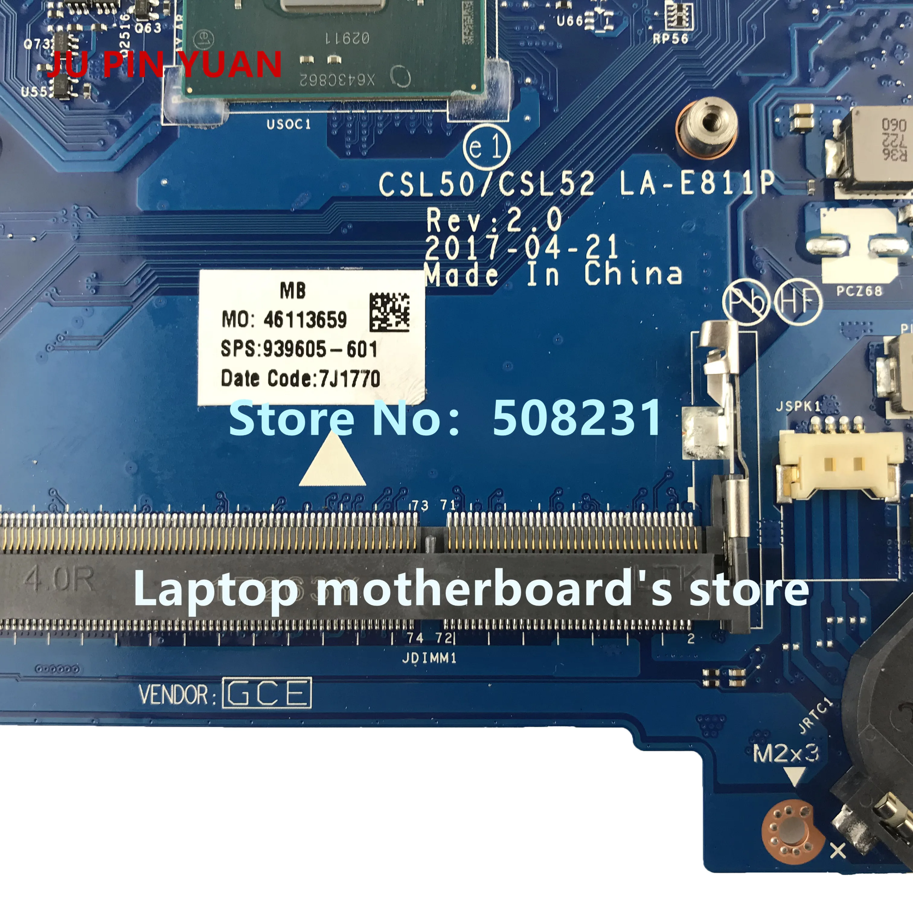 جو دبوس يوان 939605-601 CSL50/CSL52 LA-E811P اللوحة ل كمبيوتر محمول HP 15-BS اللوحة المحمول مع CelN306 اختبار بالكامل