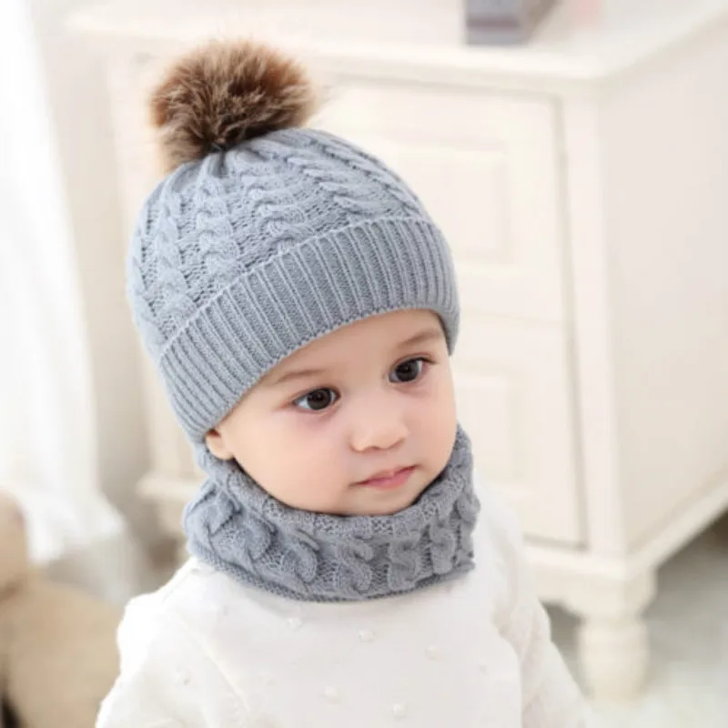 

Kids Girl Boy Toddler Knitted Crochet Beanie Hat Cap And Scarf Warm