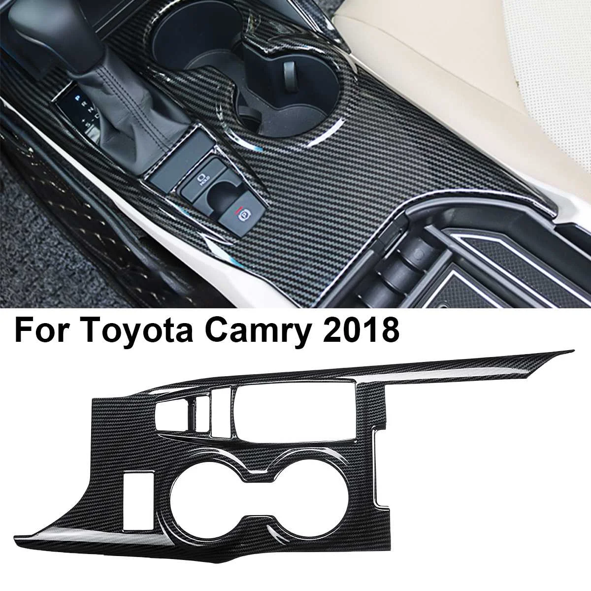 Audew de fibra de carbono del Interior del coche de caja de cambio Panel recorte cubierta para Toyota Camry 2018 Auto Interior molduras accesorios de partes de Audew de fibra de carbono del Interior del coche de caja de cambio Panel recorte cubierta para Toyota Camry 2018 Auto Interior molduras accesorios de partes de