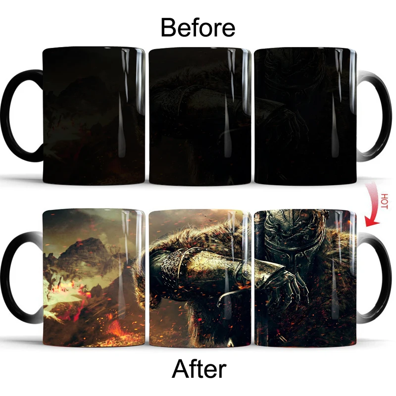 Dark Souls изменение цвета кружка печать Аниме кофейная чашка человек утренние чайные чашки с подарком