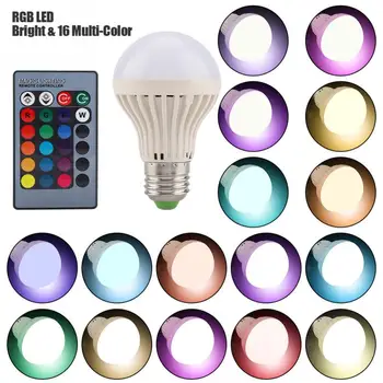 

3W E27 Light Bulb RGB LED 16 Multi-Color Changing Light Bulb Lamp with Remote Controller