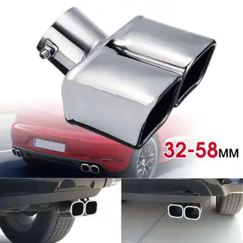 

Universal Car Exhaust Muffler 32-58mm Exhaust Tip Dual Outlet Tail Pipe Tube Stainless Steel
