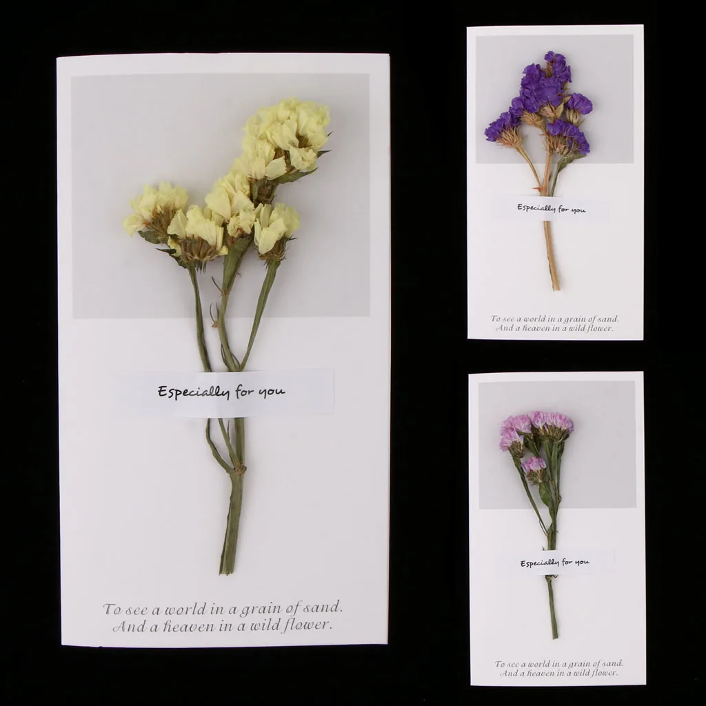  10pcs Vintage Dried Flower Greeting Cards Thank You Cards Wedding Invitations Birthday Christmas Pa - 32976355974