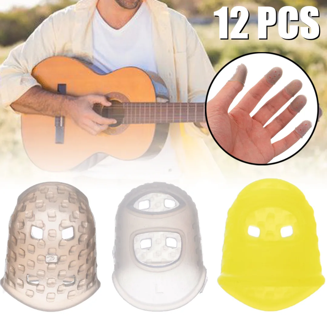

12Pcs Silicone Finger Guards Protectors Fingertip Guitar String Finger Guard Against the Press Finger Ballad Guitar Accessories