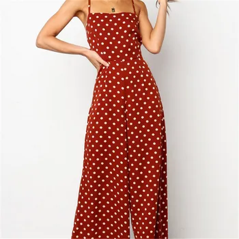 

New Fashion Womens Summer Dot Sleeveless Playsuits Bodycon Party Jumpsuits Rompers Long Trousers