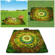 1 шт. 3D печать шаблон коврик для кемпинга пикника Водонепроницаемый Алюминиевая фольга складной плед пляж туристический матрас(зеленый Мандала шаблон