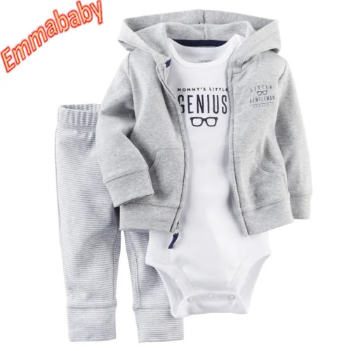 

3pcs Infant Baby Boy Casual Coat+Romper+Pants Outfits Toddler Warm Clothes Set