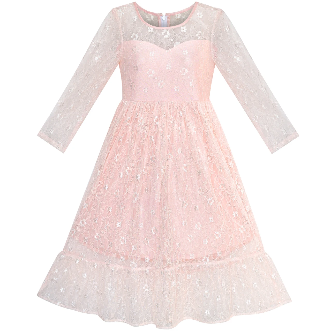 Sunny Fashion платья для девочек платье Цветок Девушка Платье Кружево Длинный рукав
