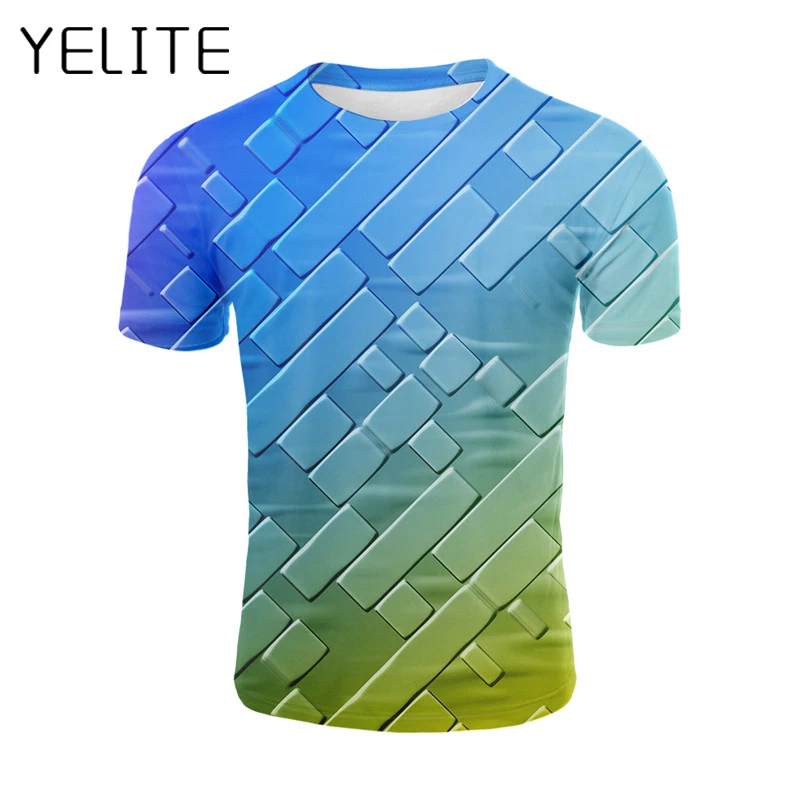 YELITE новый дизайн Мужская футболка 3D принт цветная кирпичная стена хип хоп