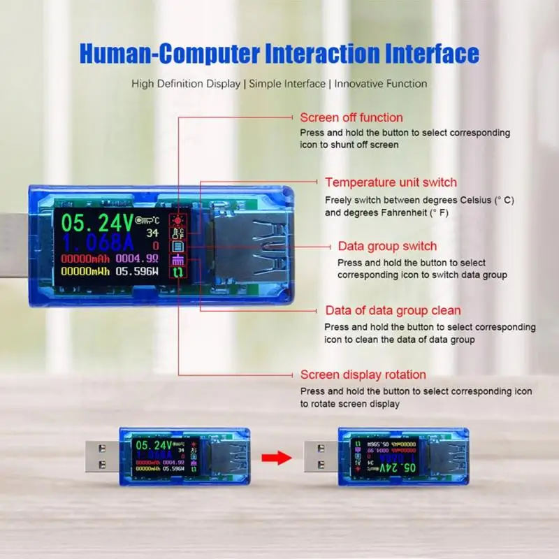 Тестер USB 3 0 IPS HD цветной экран вольтметр мощности напряжение тока