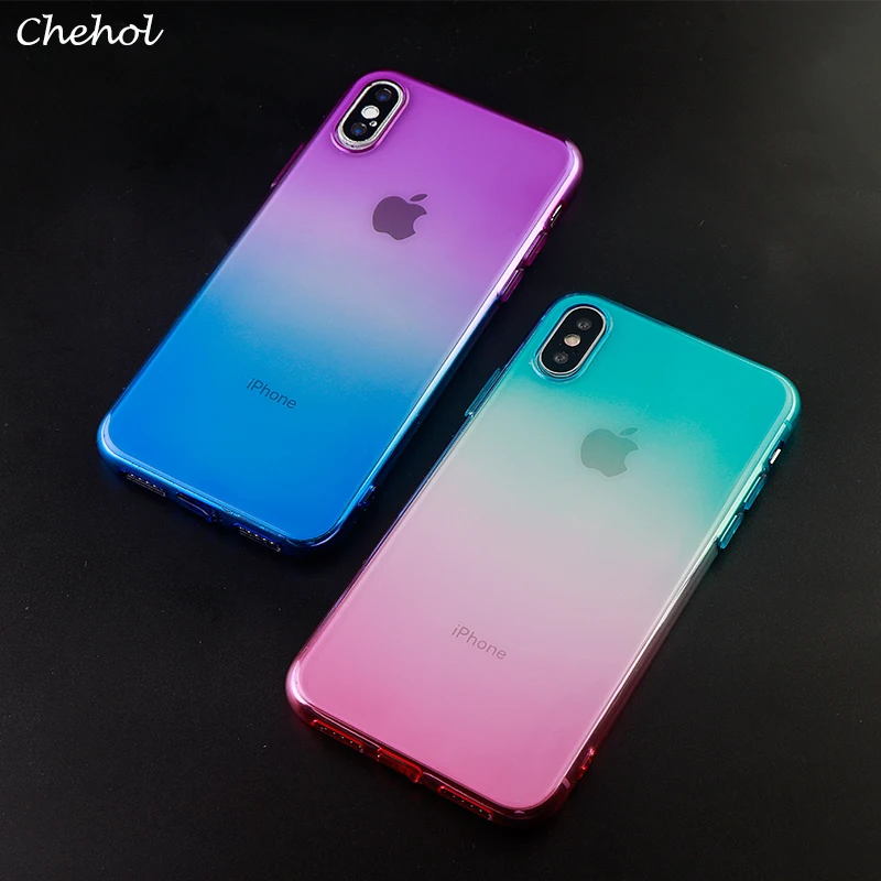 

Phone Cases for IPhone 6s 7 8 Plus X XS MAX XR Case Fashion Gradient Soft Silicone Fitted Mobile Cell Phone Covers Accessories