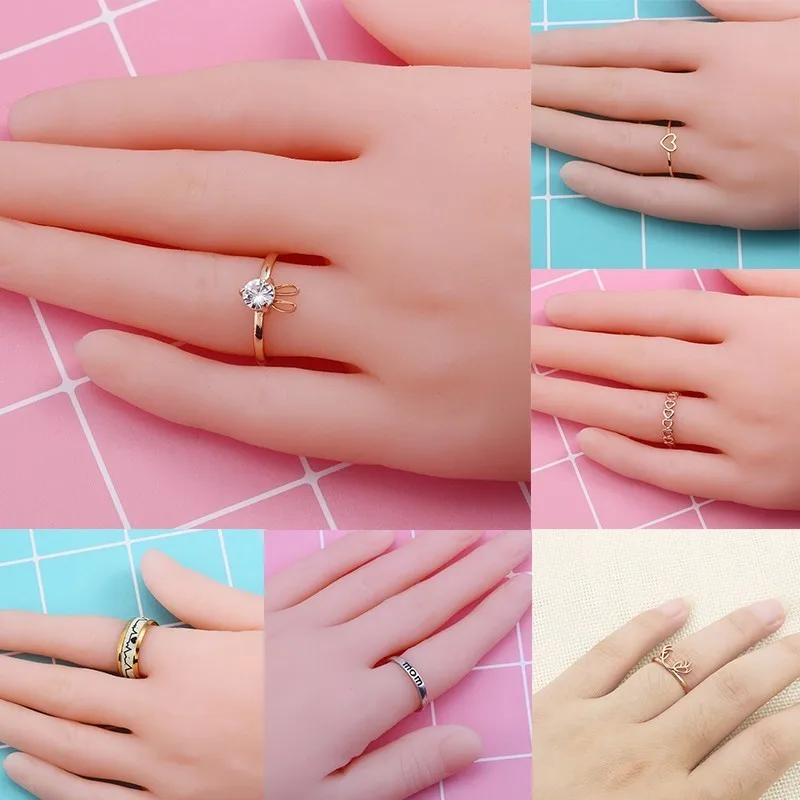 Trendy Women Rings Rose Gold Color Heart Shaped Wedding Ring Female Silver Rings For Woman Jewelry Dropshipping