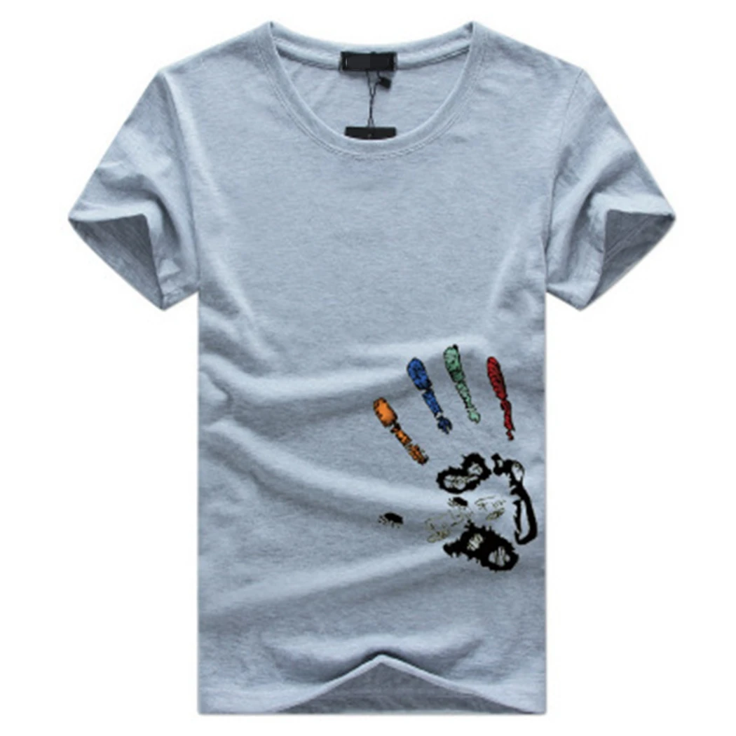 

New Summer Short Sleeve T Shirt Men Cotton Handprint Tee Shirt Homme Casual O-Neck Tshirt 3XL Plus Size Tops Camisetas Hombre