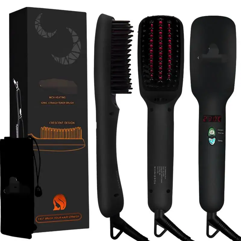 

5-speed temperature adjustable 2 in 1 negative ion hairdressing hair straightening comb MCH ceramic heating LED display