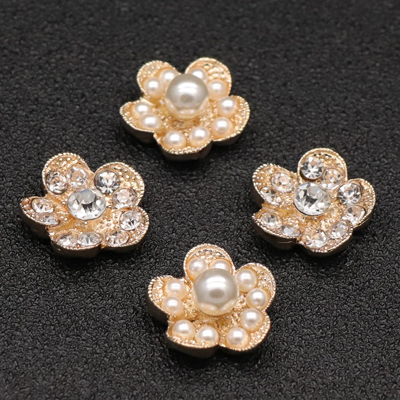 

10pcs Girl Hair Accessories Dress Crafts Jewelry Accessories Rhinestone Buttons Scrapbooking Buttons decorative Pearl Buttons