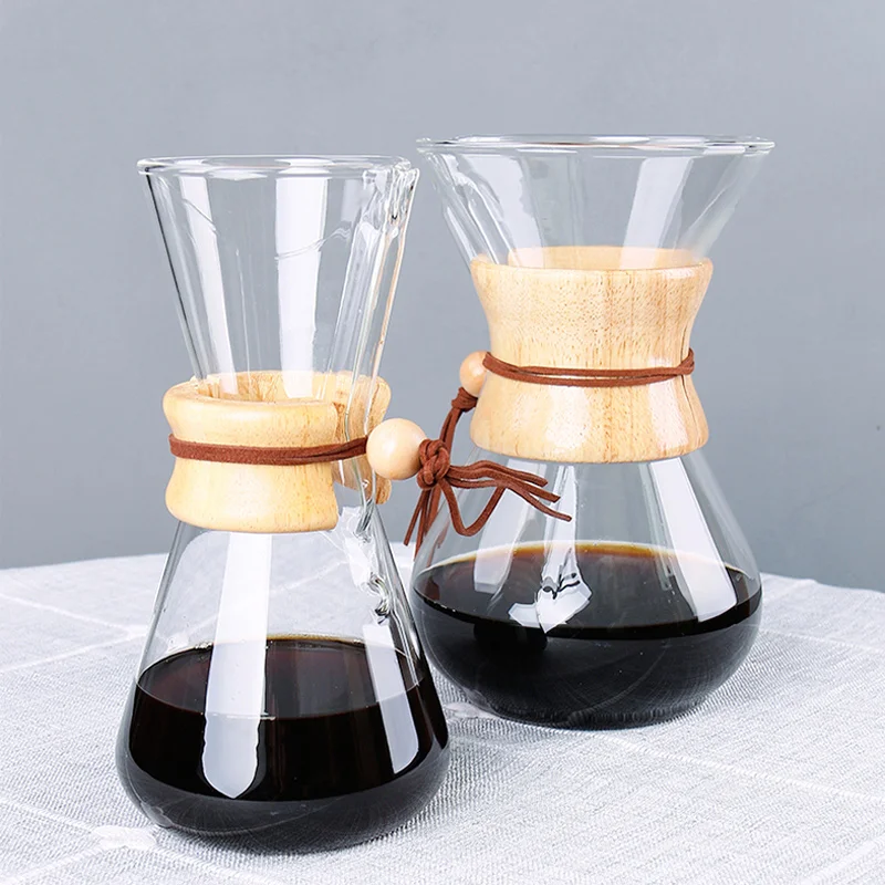 400ml 600ml 800ml Heat Resistant Classic Glass Coffee Pot Maker Chemex