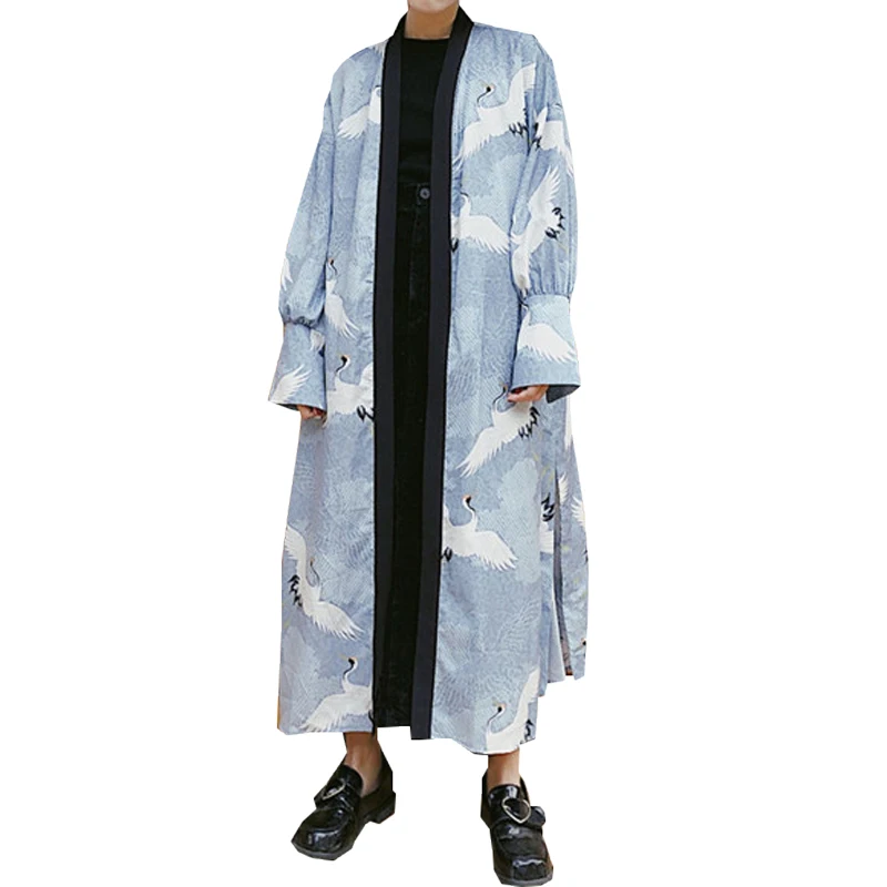 Harajuku стиль bf Свободный длинный кардиган пальто женский японский стиль свободный галстук кимоно кардиган модная блузка для женщин