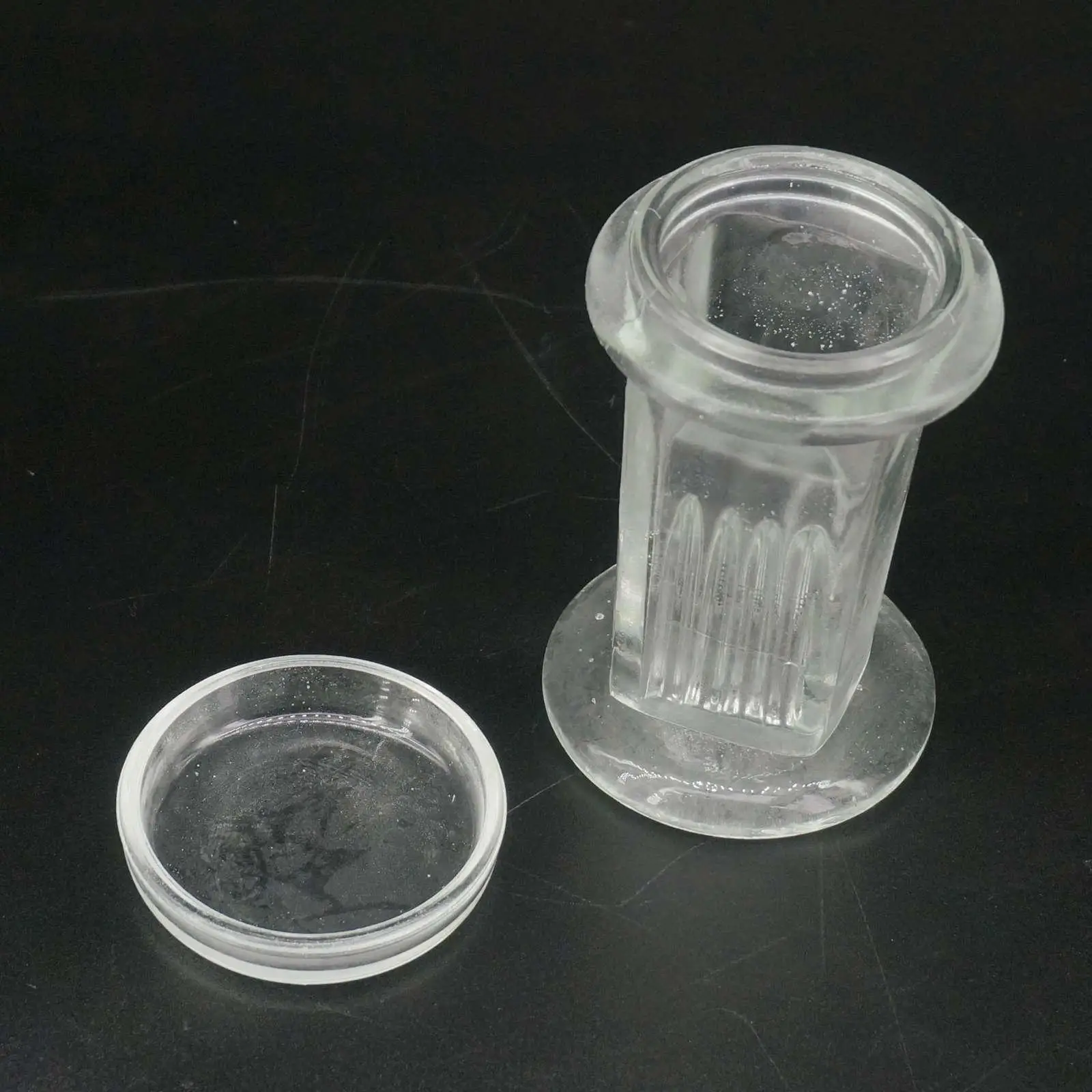 

5 Slots Round Microscope Glass Slide Staining Jar with Lid For Lab Apothecary Chemist