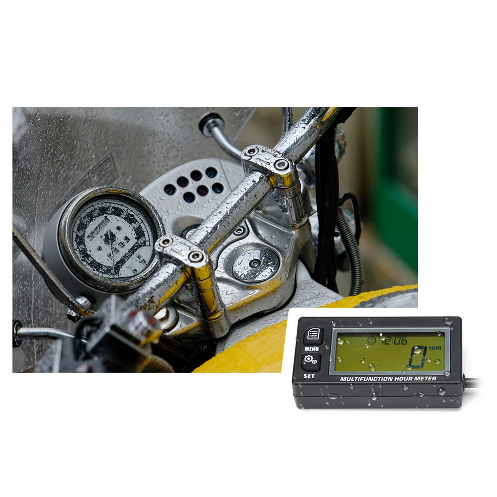 HM028 LCD Многофункциональный счетчик часов Тахометр для небольшого двигателя лодки