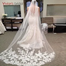 3 метра в длину Тюль Соборная Свадебная Фата Край свадебная вуаль кружевная свадебная вуаль Veu De Noiva Longo свадебные аксессуары