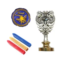 Винтажная сургучная Печать комплект печатей Сладкая пчела металлическая ручка дракона свадебные приглашения Фирменная специальная печать штамп(Дракон Серебро