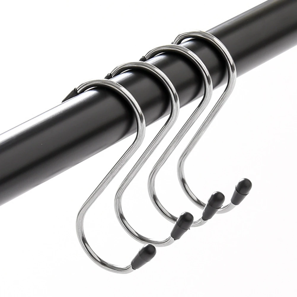 4PCS Stainless Steel S Hook Universal Rack Hooks Sturdy Hanging Hooks