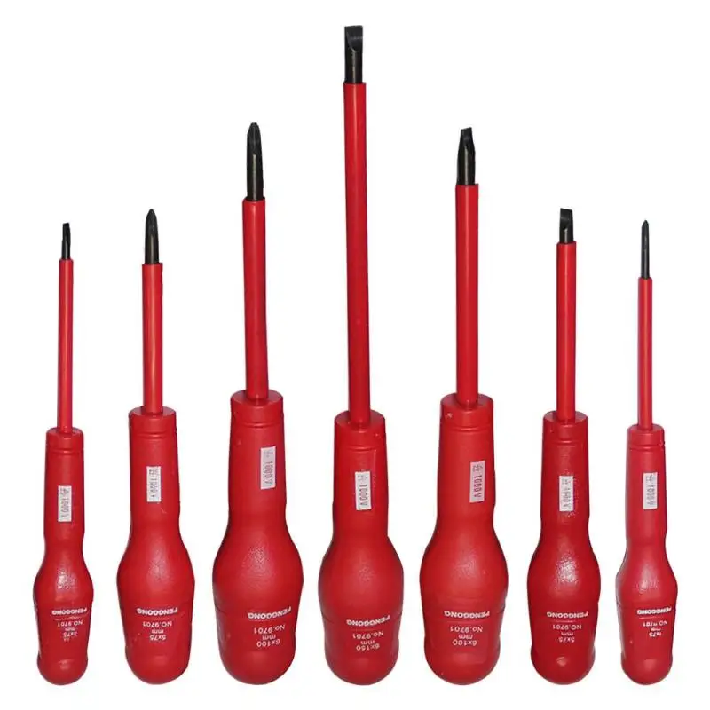 

7pcs Manual Insulation Slotted Phillips Screwdrivers Set Cross Straight Screw Driver Repair Maintenance Tool Kit Dropship