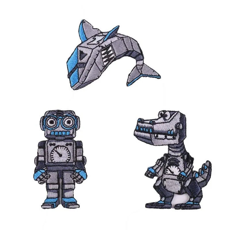 

PGY Punk Embroidered Robot Patches Robot dog Rubber Embroidery Clothing Accessory Machine shark Patches Badges Free distribution