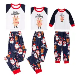 Новые Семейные рождественские пижамы с принтом для взрослых и женщин; детская одежда для сна; одежда для сна для маленьких мальчиков и