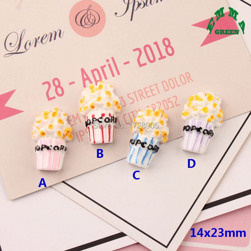 

Resin Cabochon Craft Popcorn Cute Food flat back 10 pcs 14*23 mm flat back for phone deco hair bow diy Scrapbook Embellishment