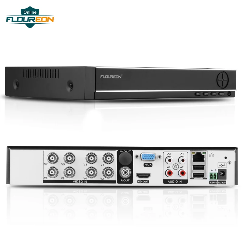 FLOUREON 5 в 1 AHD DVR Поддержка TVI/CVI/AHD/аналоговые/IP камеры 8 каналов 1080N HDMI H.264 CCTV безопасности Видео Рекордер DVR