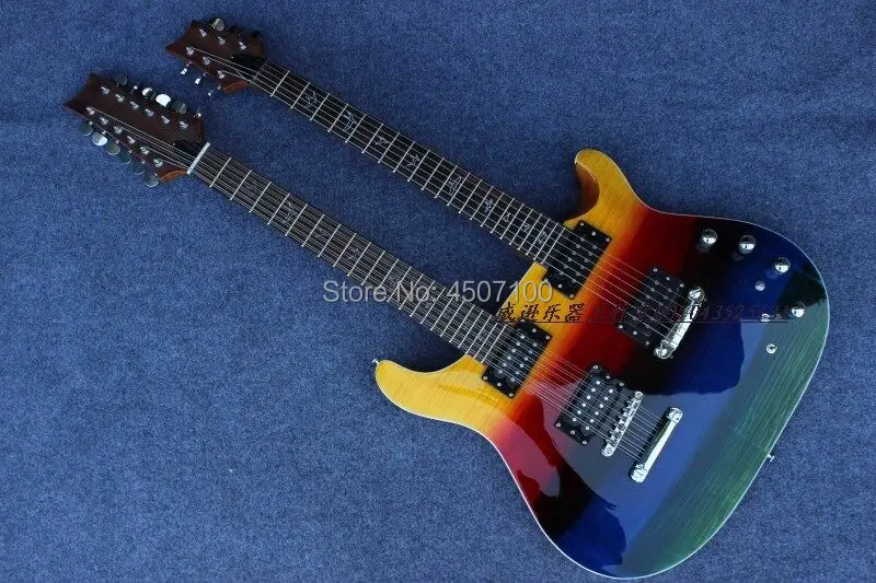 

double neck guitar;mulit-color paint;free shipping