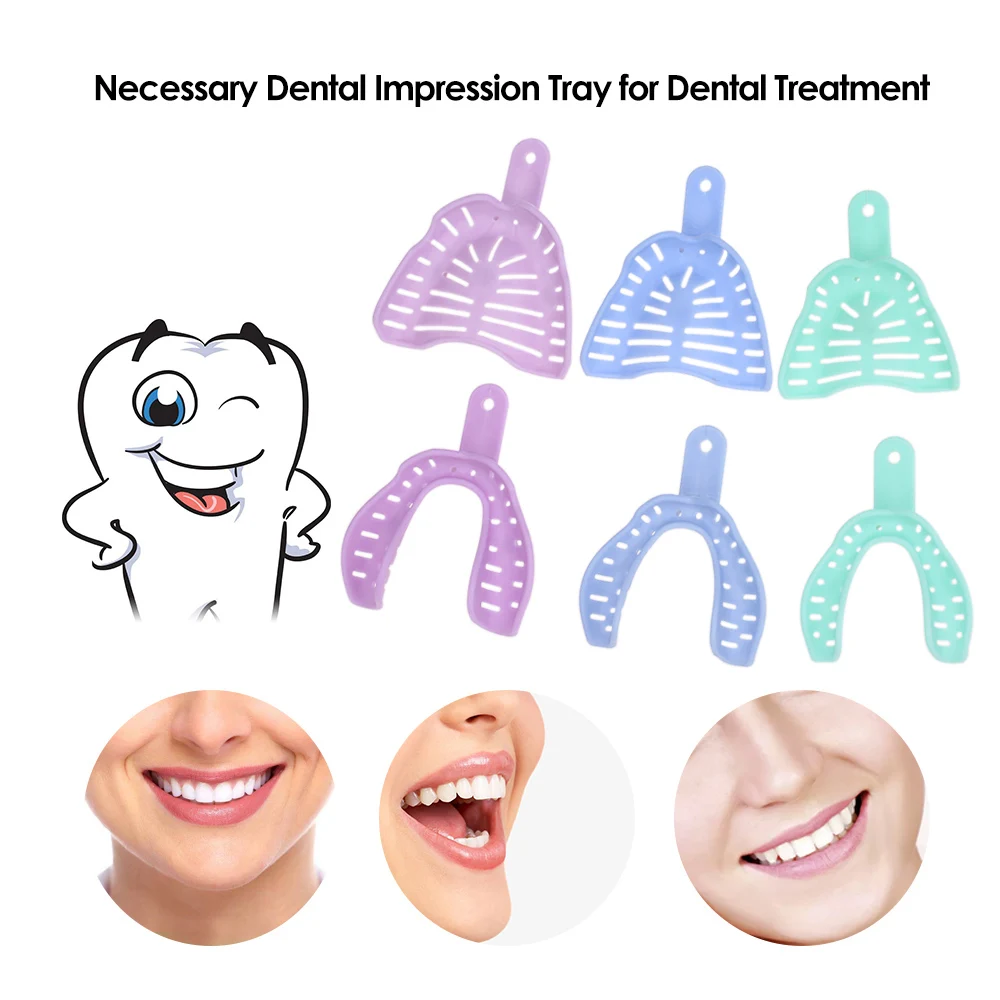 6Pcs Dental Trays Plastic Materials Teeth Holder Autoclavable
