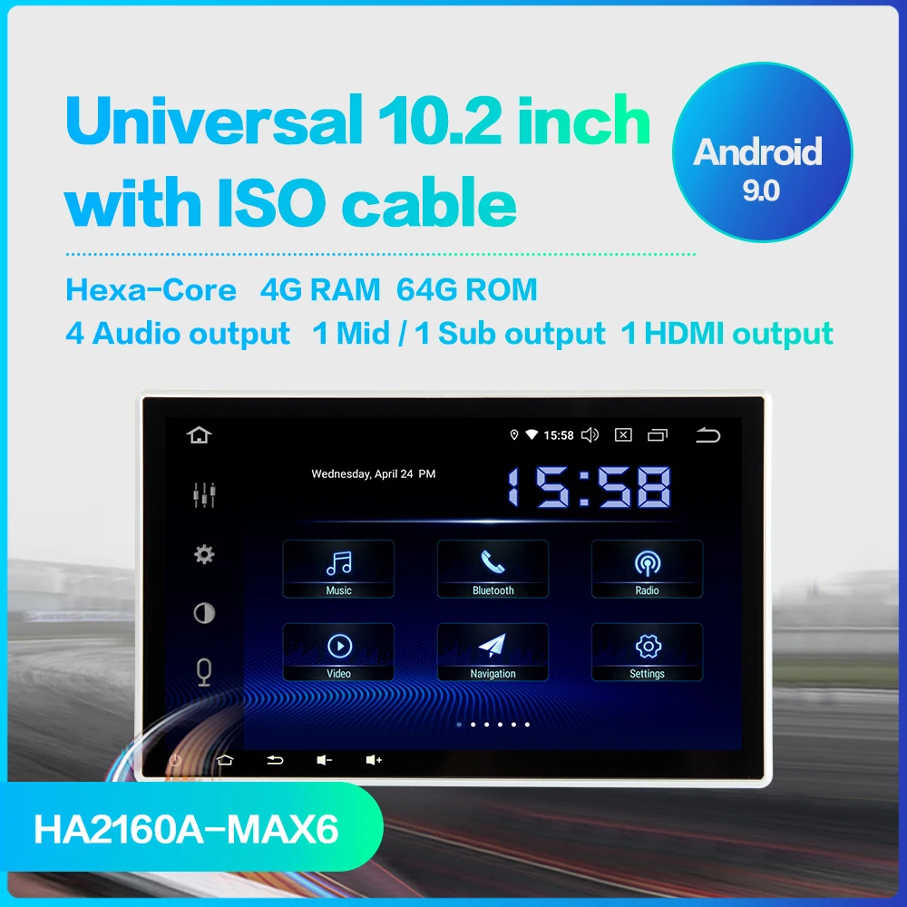 Best Dasaita 10.2" HD Touch Screen Android 9.0 Car Radio 1 Din 4G RAM 64G ROM Autostereo 1024*600 GPS Navigation Multimedia System 1