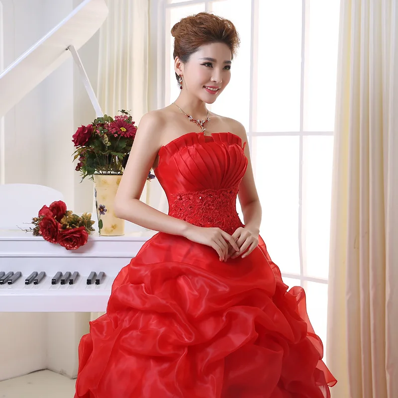 Новое поступление, корейский стиль, красное модное платье принцессы с кристаллами для девочек, свадебное платье, сексуальная кружевная одежда, стиль, Формальные платья Lanxirui