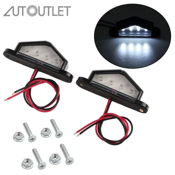 

AUTOUTLET 2 pcs 6 LED 10-30V Truck Number Plate Light License Tail Light Step Lamp Tag Light White For Boat RV Motorcycle