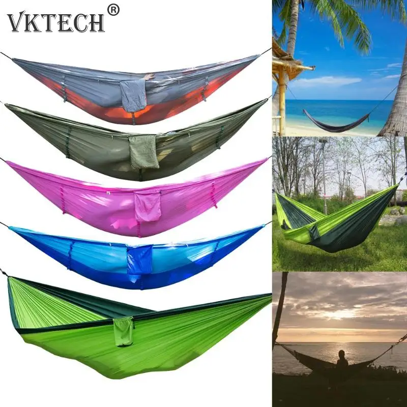 

Portable Outdoor Camping Hammock Mosquito Net Nylon Hammock Hanging Bed Sleeping Swing Hang Bed Garden Hammock Drop Shipping