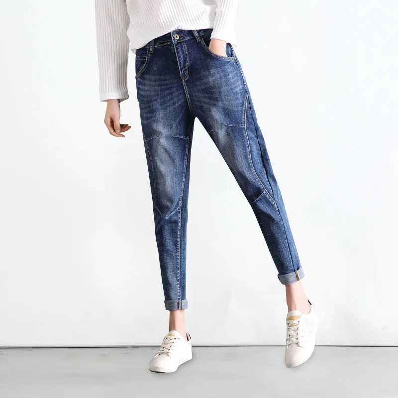 Весна Лето Новые Джинсы бойфренда с высокой талией женские синие джинсы мама джинсы Femme для женщин джинсы плюс размер 5XL