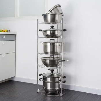 

ORZ 5 Tier Kitchen Storage Organizer Shelf Stainless Steel Pan Pot Holder Bathroom Shelf For Kitchen Storage Pots Shelves