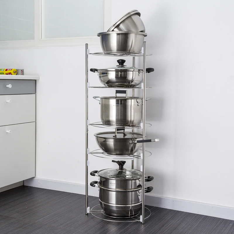  ORZ 5 Tier Kitchen Storage Shelf Stainless Steel Pan Stand Pot Holder Kitchen Accessories Organizer