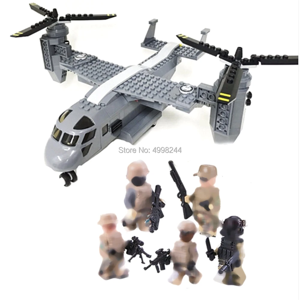

2113 318PCS Military Bell Boeing V-22 Osprey Aircraft Fighter Building Blocks Bricks Toy