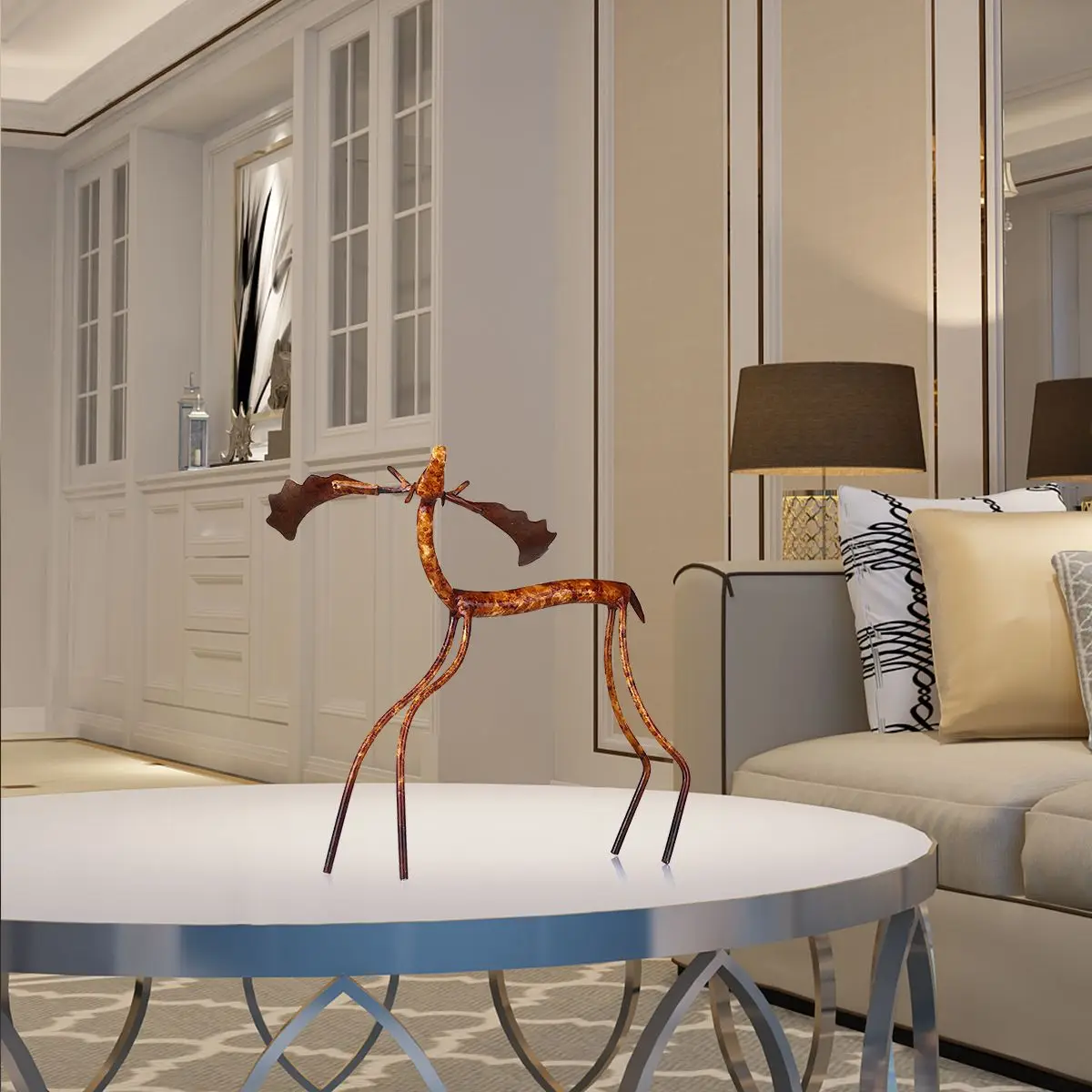 Tooarts Bow/Raise Head Moose Iron Sculpture Home Decoration Crafts Metal Animal Sculpture Artwork For Home Office Decoration Tooarts Bow/Raise Head Moose Iron Sculpture Home Decoration Crafts Metal Animal Sculpture Artwork For Home Office Decoration