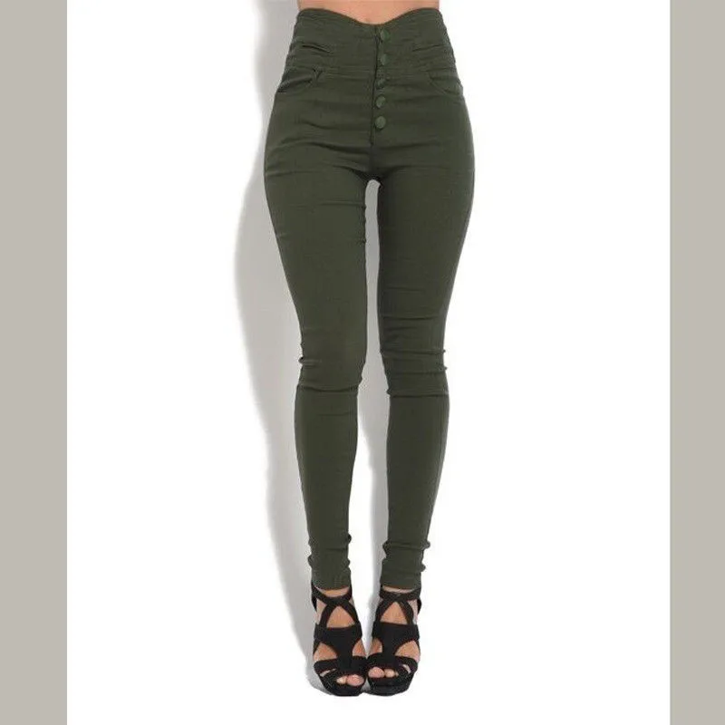 

Casual Women Stretch Pencil Pants High Waist Skinny Jeggings Slim Trousers Solid Long Pants plus size trousers pantalon femme