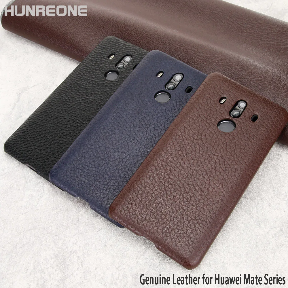 Hunreone Litchi Stripe Hight Quality Luxury Genuine Leather Case Cover For Huawei Mate 10 Pro 9 | Мобильные телефоны и