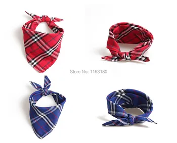 

120 pcs/lot New Dog Bandanas Cotton Plaid Washable Pet Bandanas Scarf Bow Ties Collar Cat Dog Grooming Product