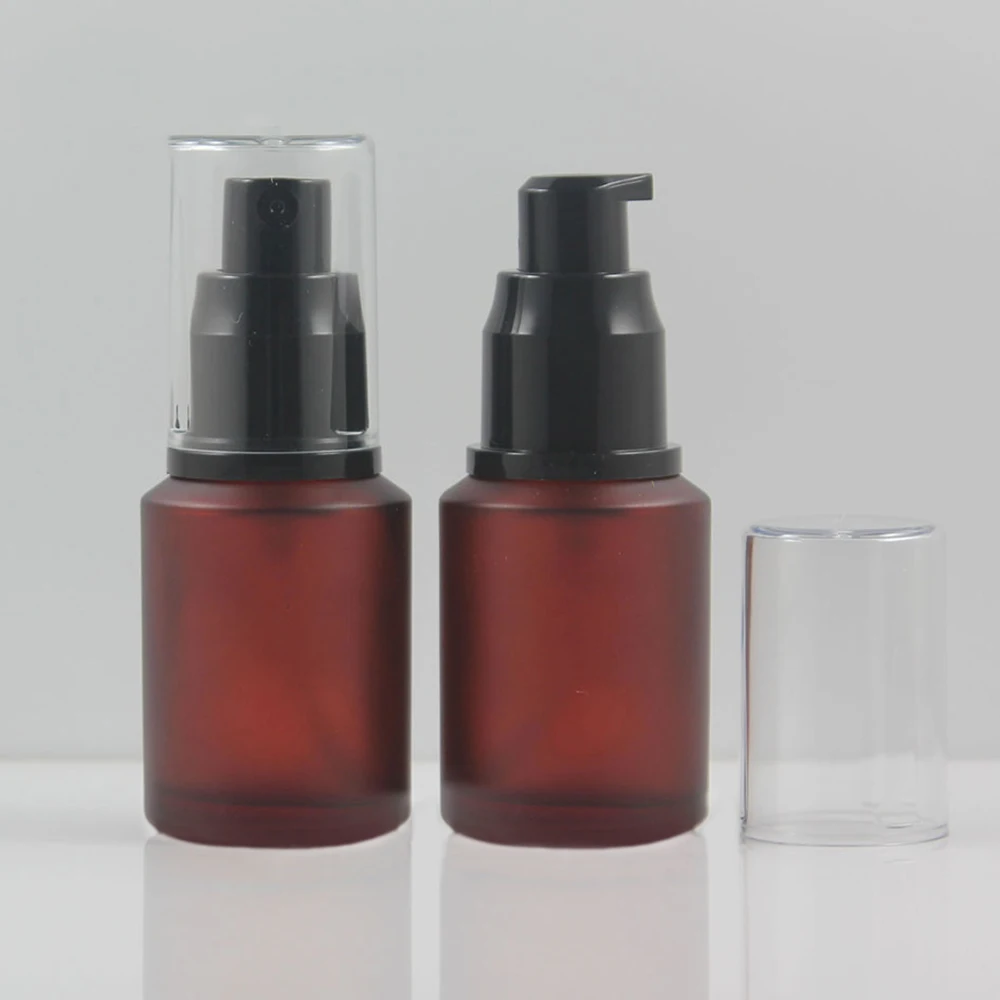 Download 30ml rose red frosted Glass lotion bottle with black ...