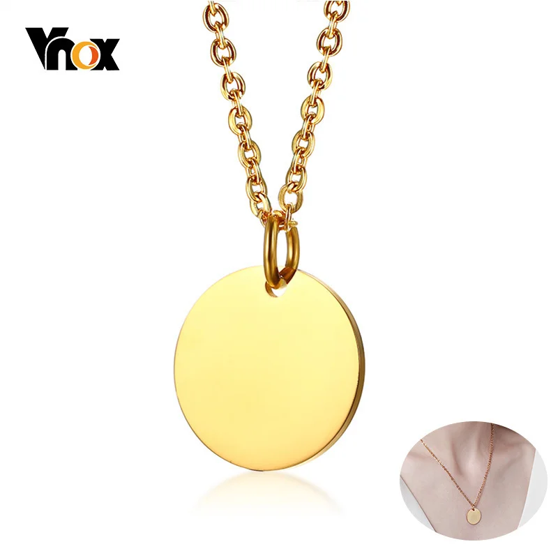 Vnox الذهب لهجة القلائد للنساء مع عملة الأولي سحر أسطوانة مصنوعة من الفولاذ المقاوم للصدأ المعلقات القلائد مجوهرات