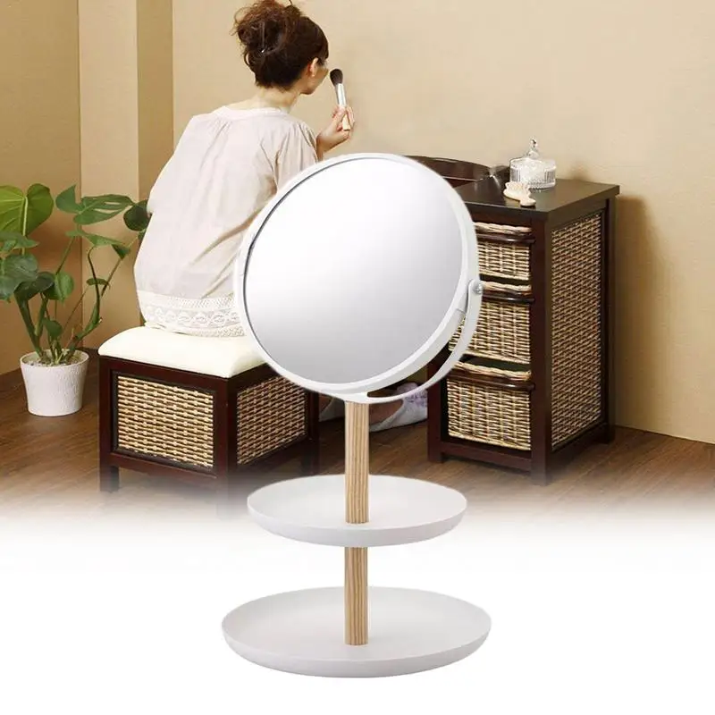 

Desktop Storage Mirror Sundries Storage Tray Magnification Multi-Function Beauty Products Makeup Tools