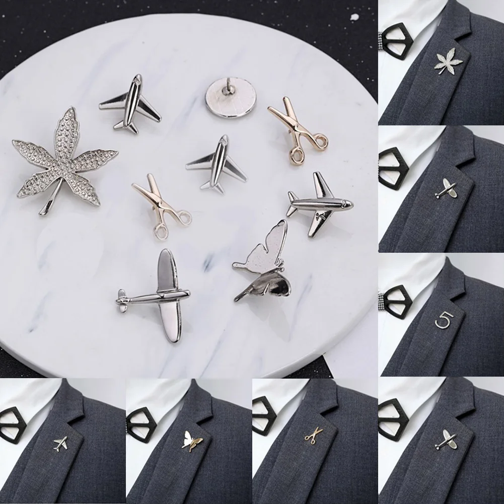 

2019 New Plane Leaves Butterfly Small Brooch Pin Unisex Maple Leaf Lapel Pins Suit Shirt Collar Pins Jewelry Accessories